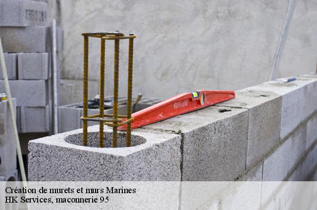 Création de murets et murs  marines-95640 HK Services, maconnerie 95